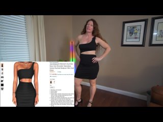 (22910) amazon sexy one shoulder cut out dress try-on - youtube