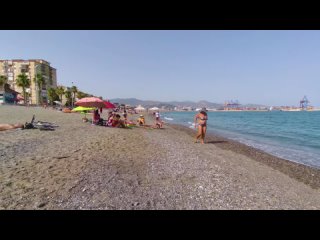 (200635) malaga spain beach walk playa de huelin summer 2022 costa del sol - youtube